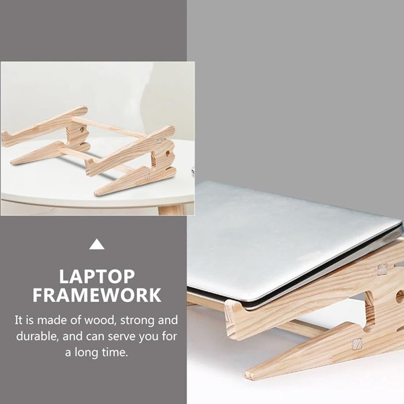 Wooden Laptop Cooling Stand Dual Layer Holder for 15 to 17 6 Inch Notebooks - Image 3